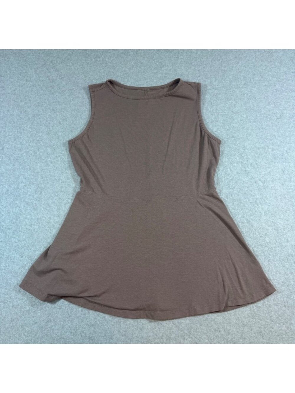 AnyBody Women's Small Brown Sleeveless Tunic Top Stretch Knit Flared Hem